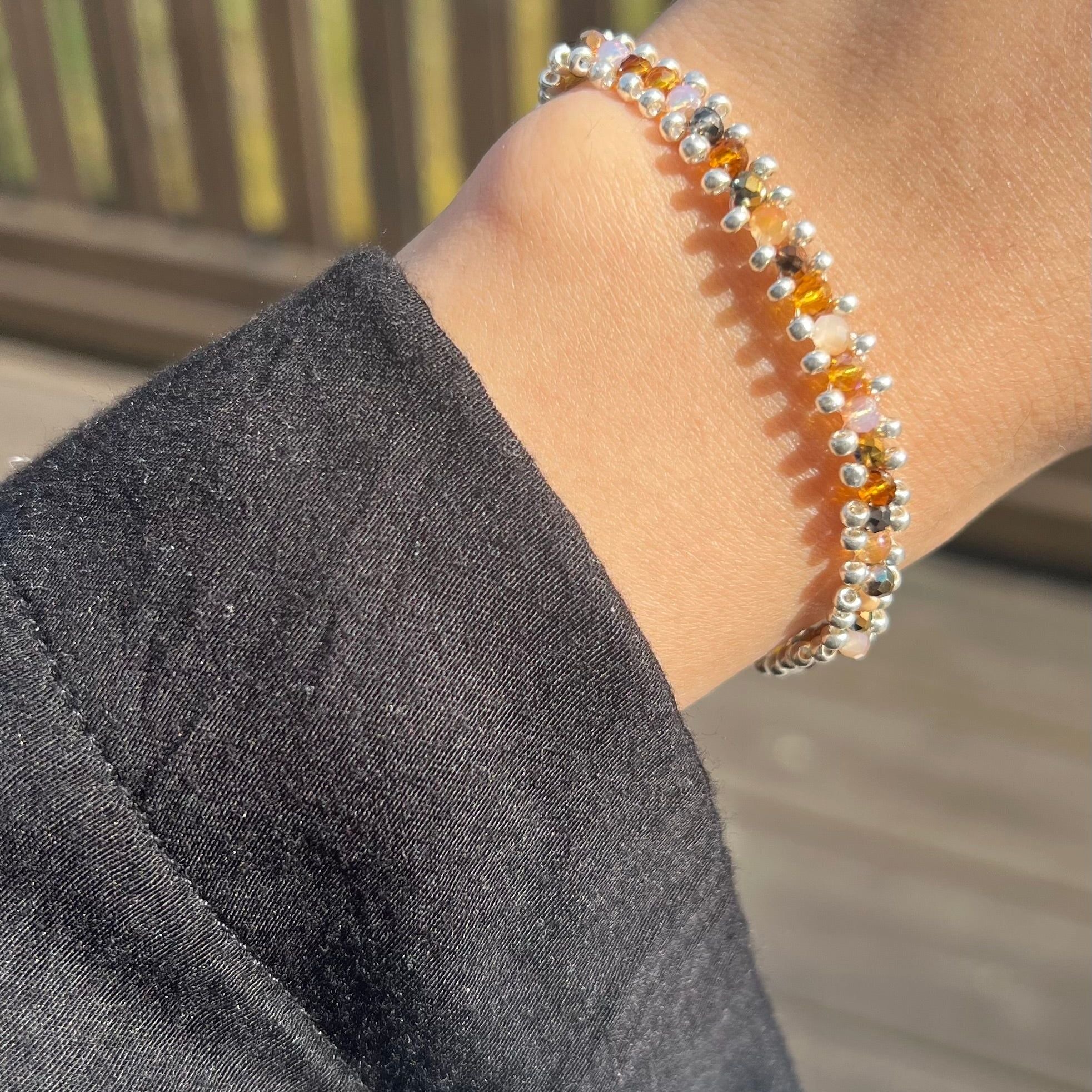 Handmade Silver and Faceted Glass Bead Bracelet