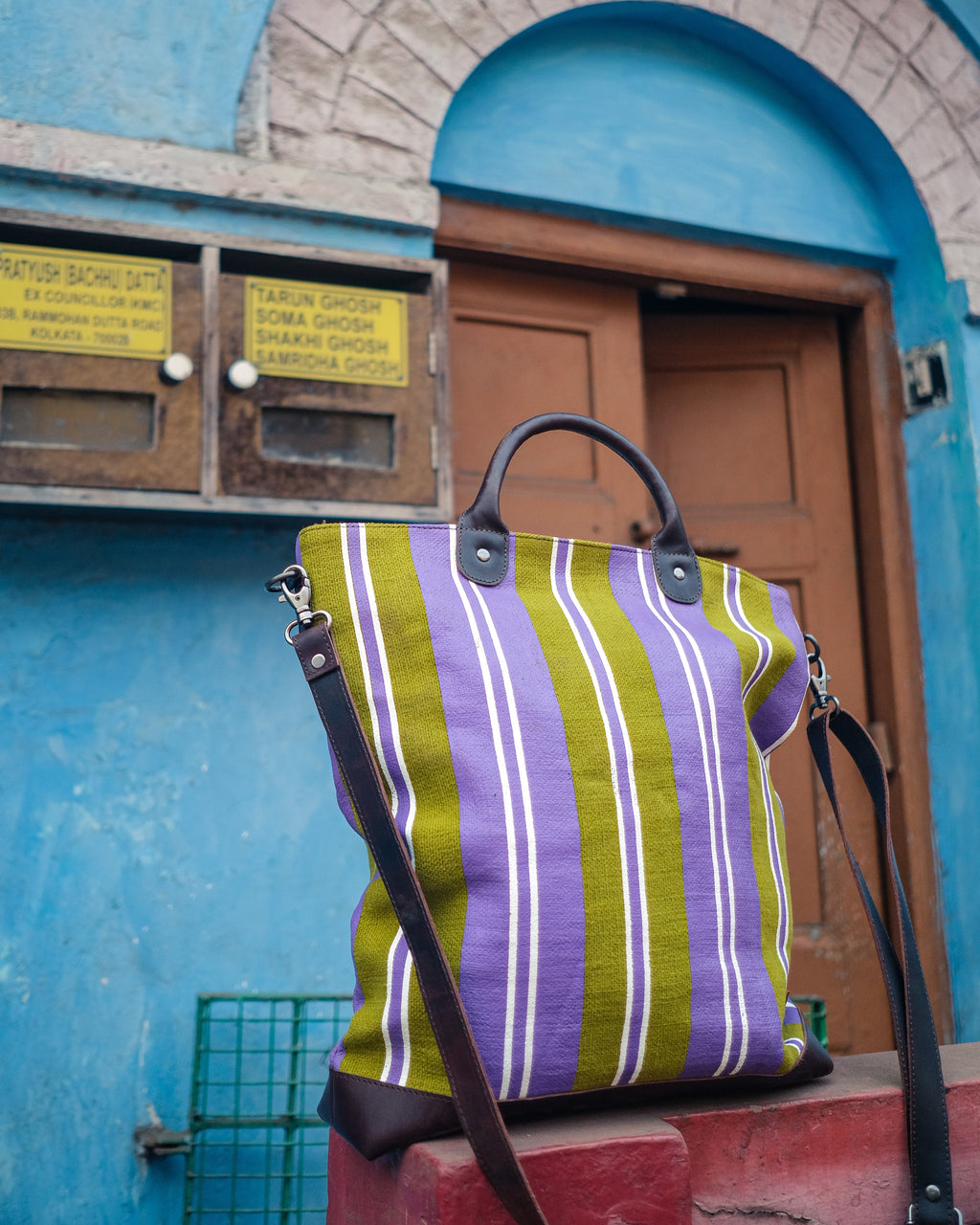 Kalaa Striped Forager | Handstitched Striped Jute Tote Bag | Indian Artisan