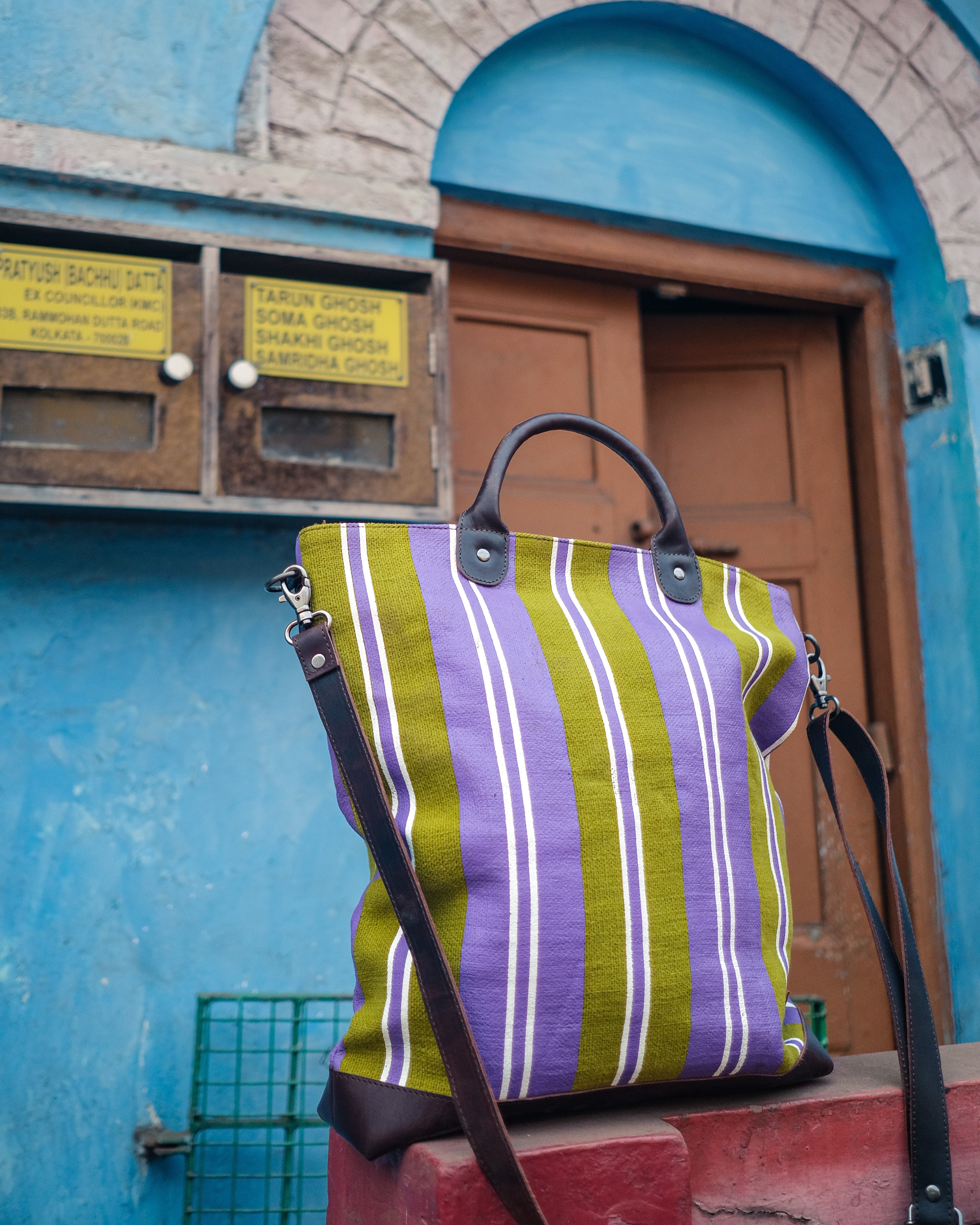Kalaa Striped Forager | Handstitched Striped Jute Tote Bag | Indian Artisan