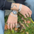 Armbåndsett for Gutter - Hvit med Lyseblå Perler