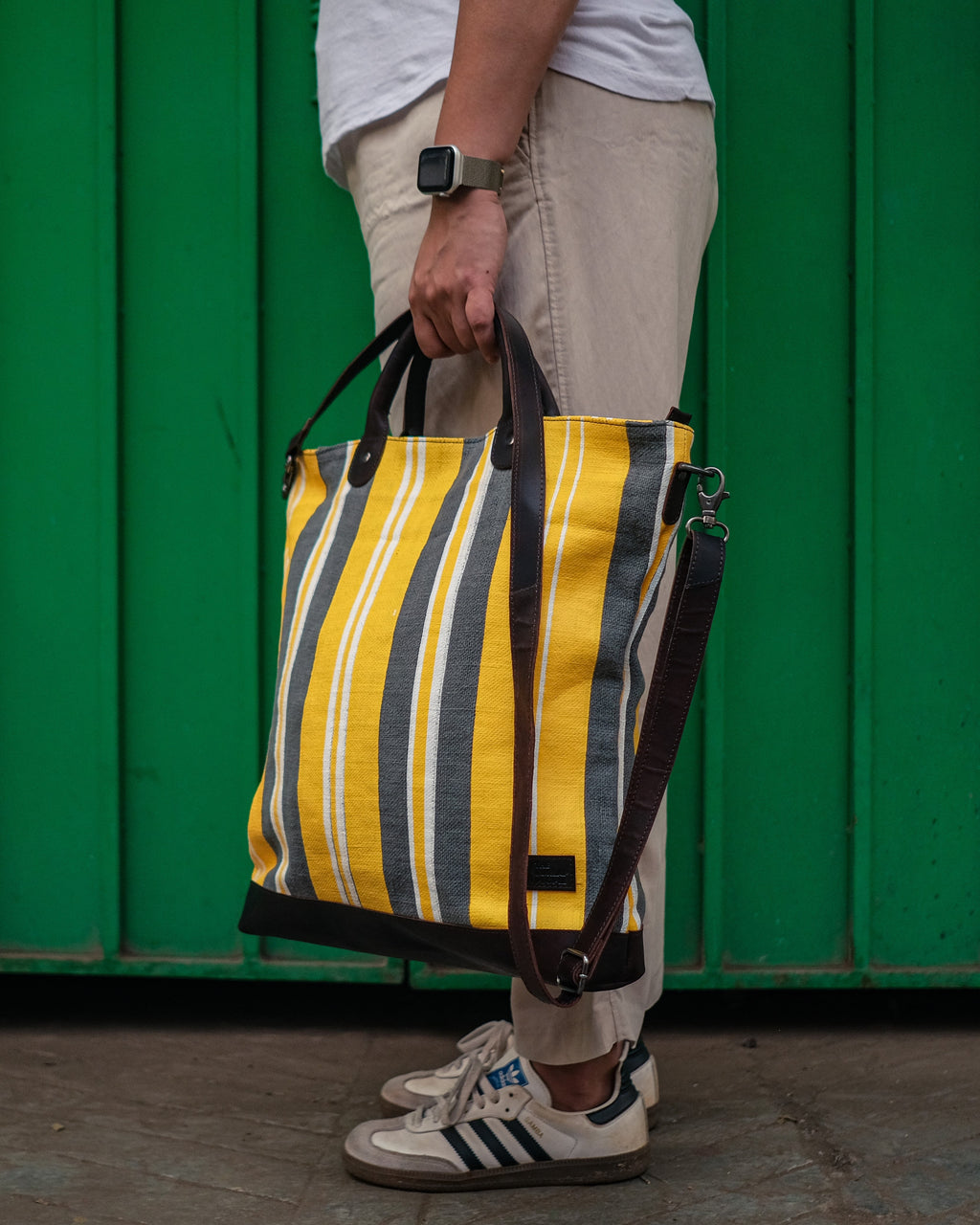 Kalaa Striped Forager | Handstitched Striped Jute Tote Bag | Indian Artisan