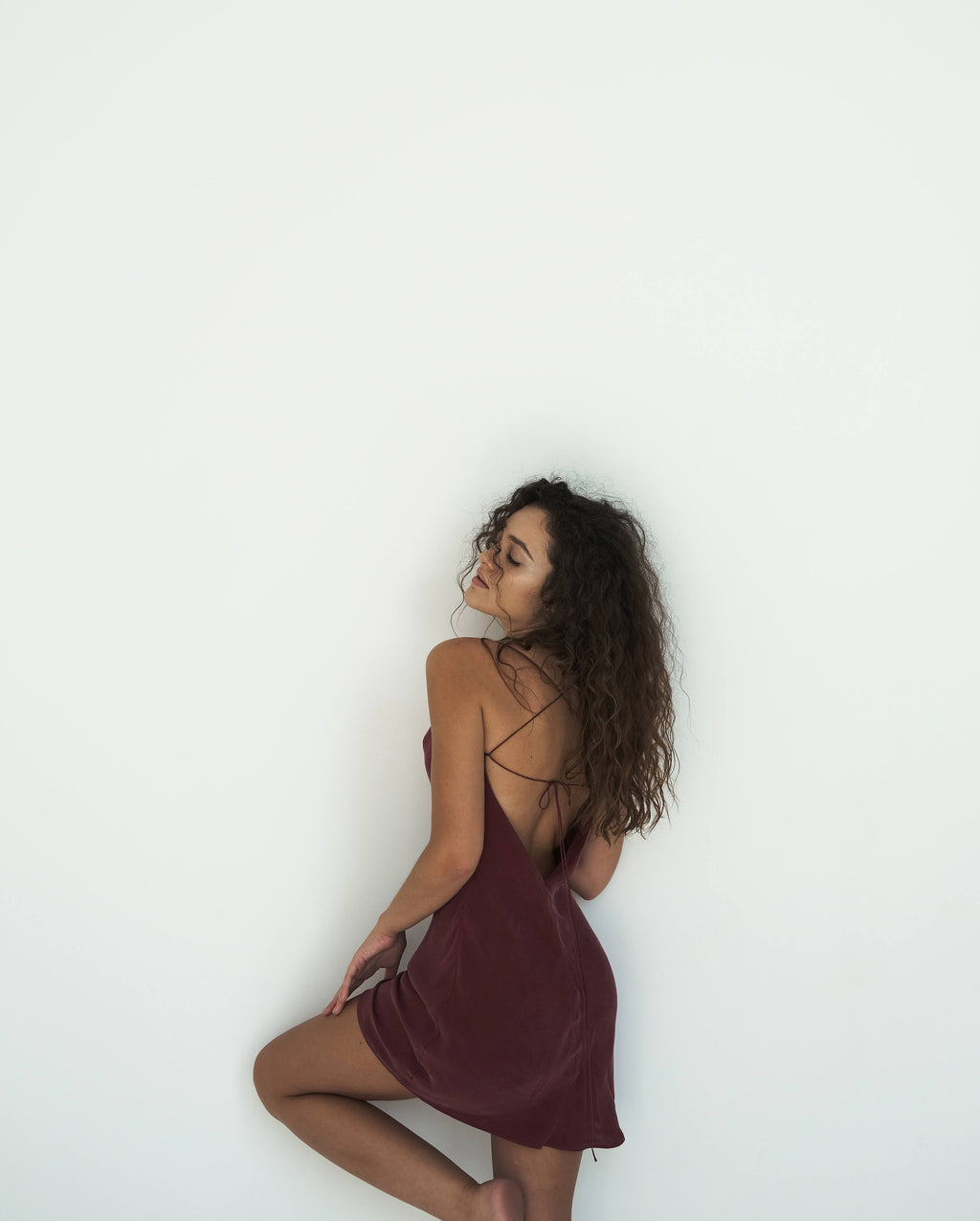 Burgundy Vegan Silk Dress