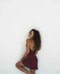 Burgundy Vegan Silk Dress