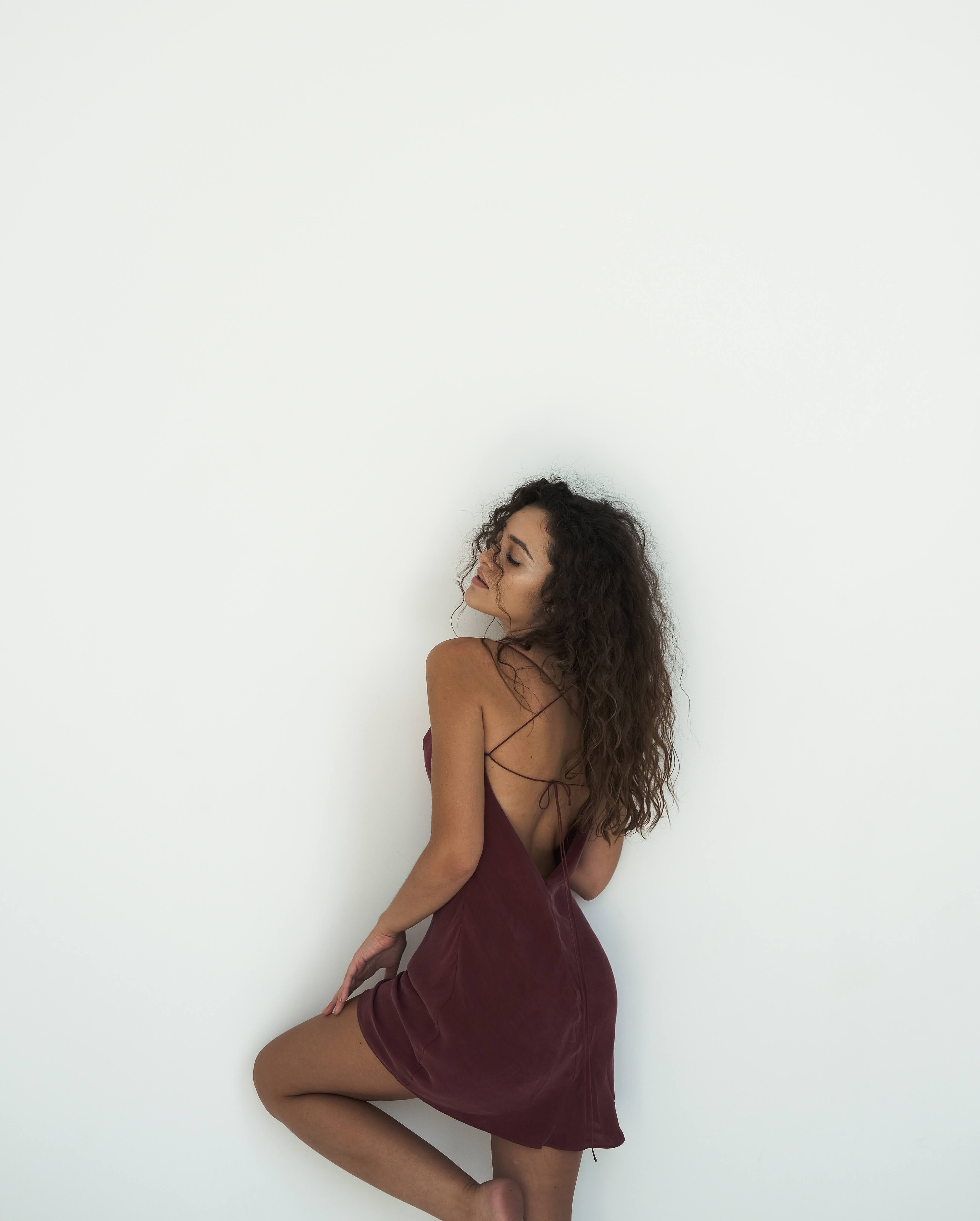 Burgundy Vegan Silk Dress