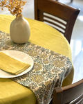 Lemon Yellow Linen Tablecloth | Handcrafted 6-Seater Dining Cover