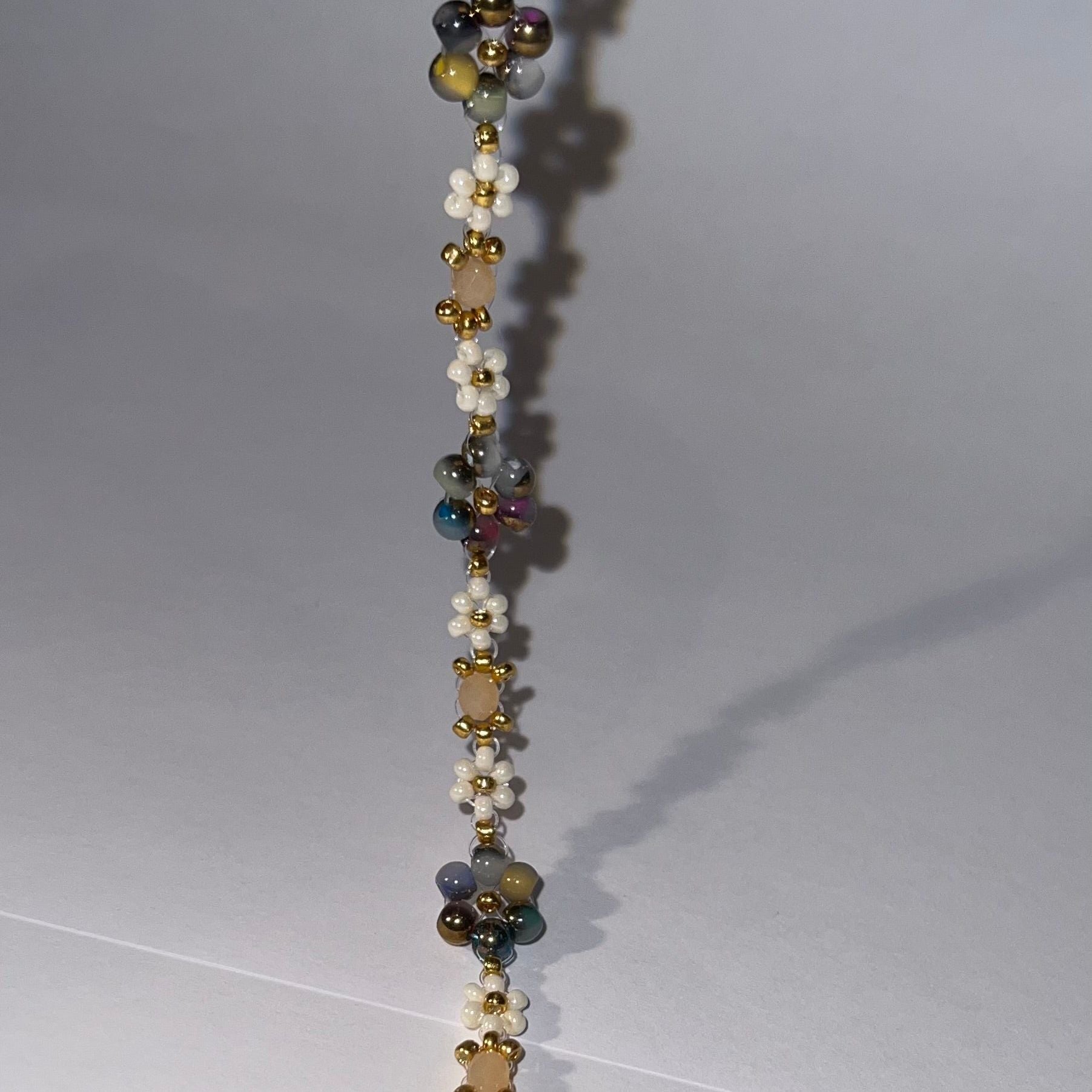 Light Pink and Gold Beaded Bracelet