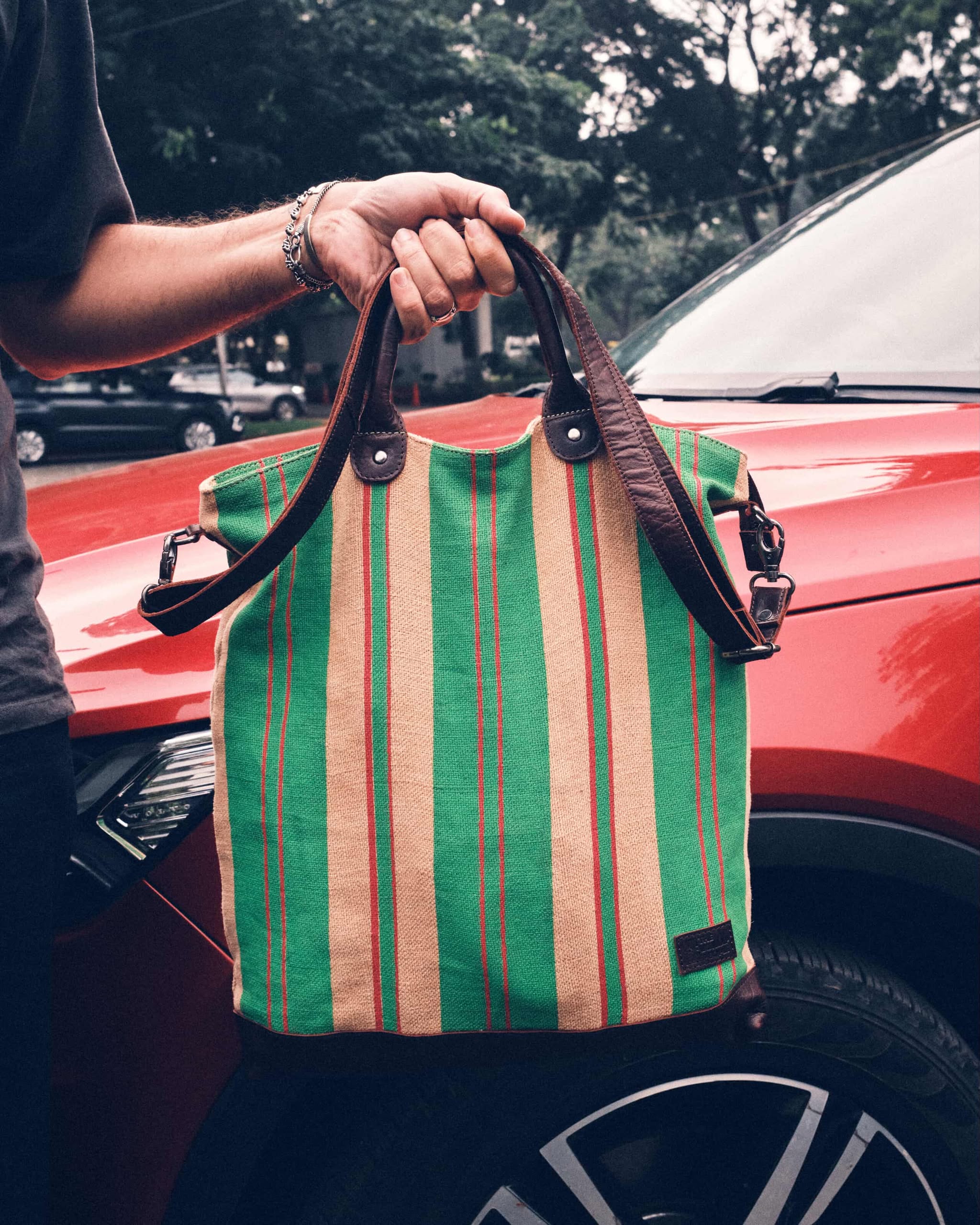 Kalaa Striped Forager | Handstitched Striped Jute Tote Bag | Indian Artisan