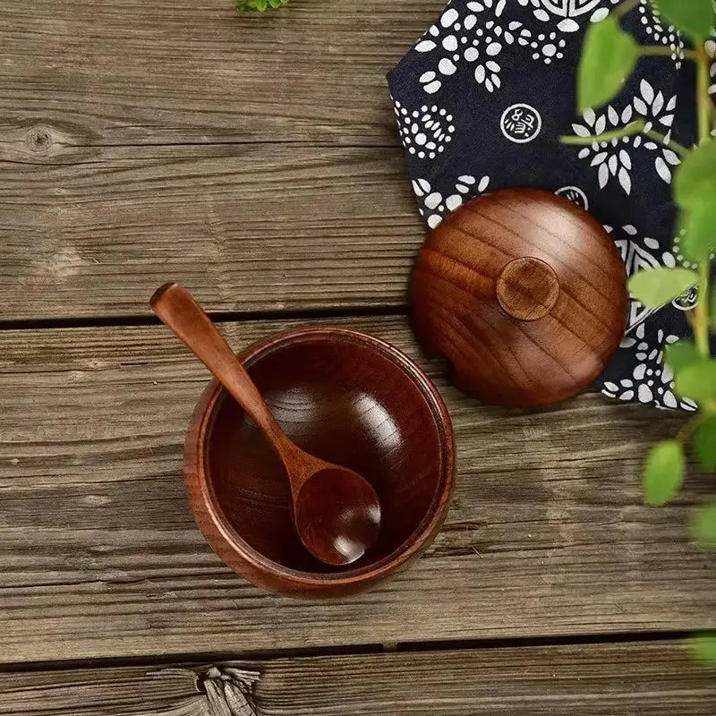 🌿 Salt- og Krydder krukke i Tre – Med Lokk og Skje! 🌿
