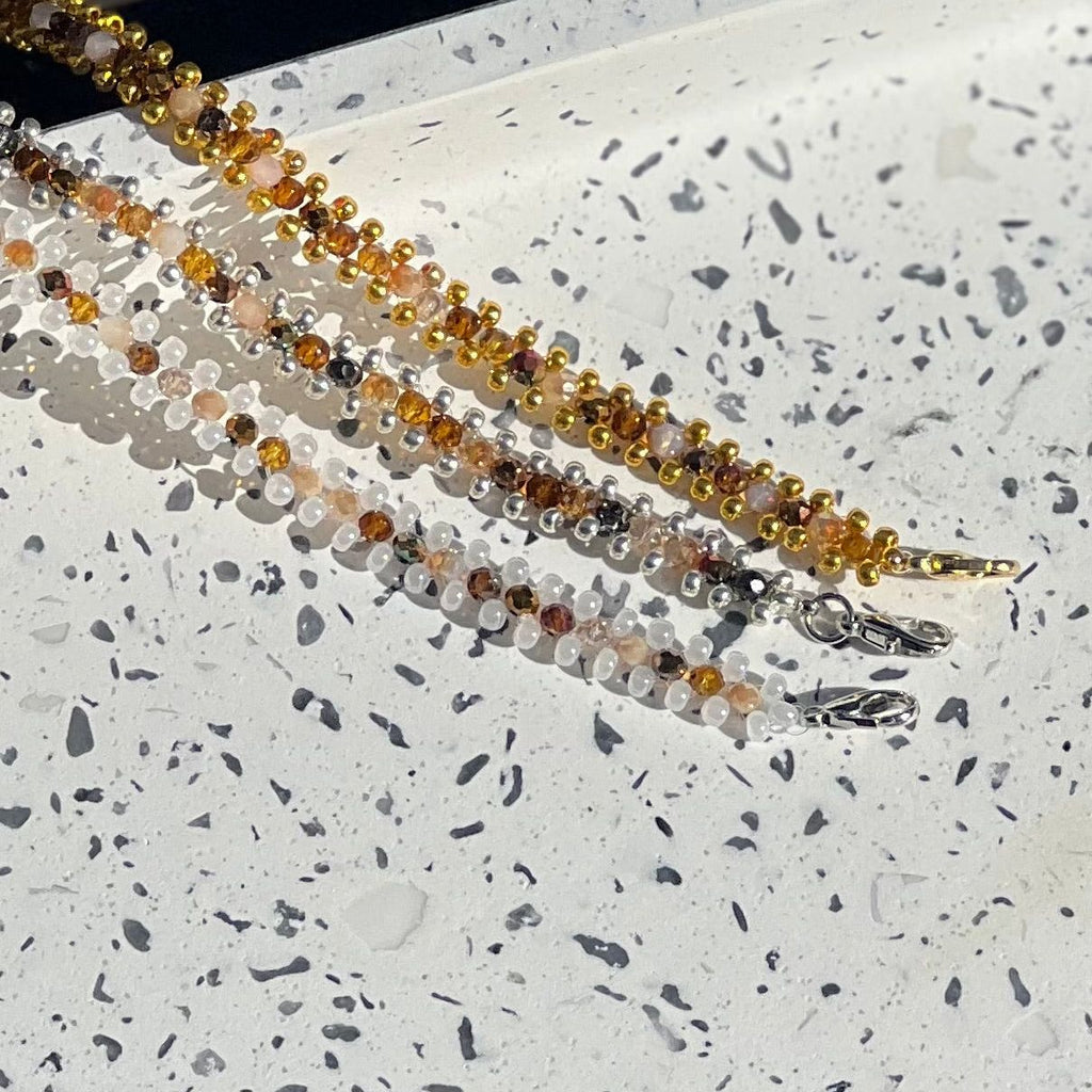 Handmade Silver and Faceted Glass Bead Bracelet