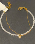 Lucky Clover Pearl Charm Bracelet