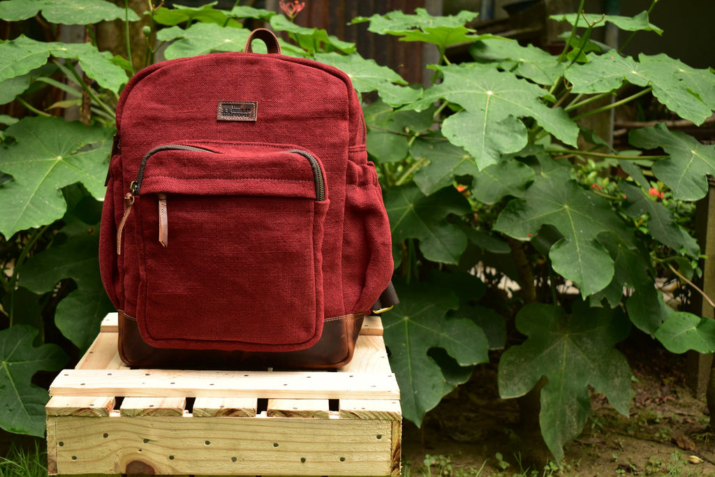 The Awkward Cousin | Handcrafted Jute & Upcycled Leather Backpack