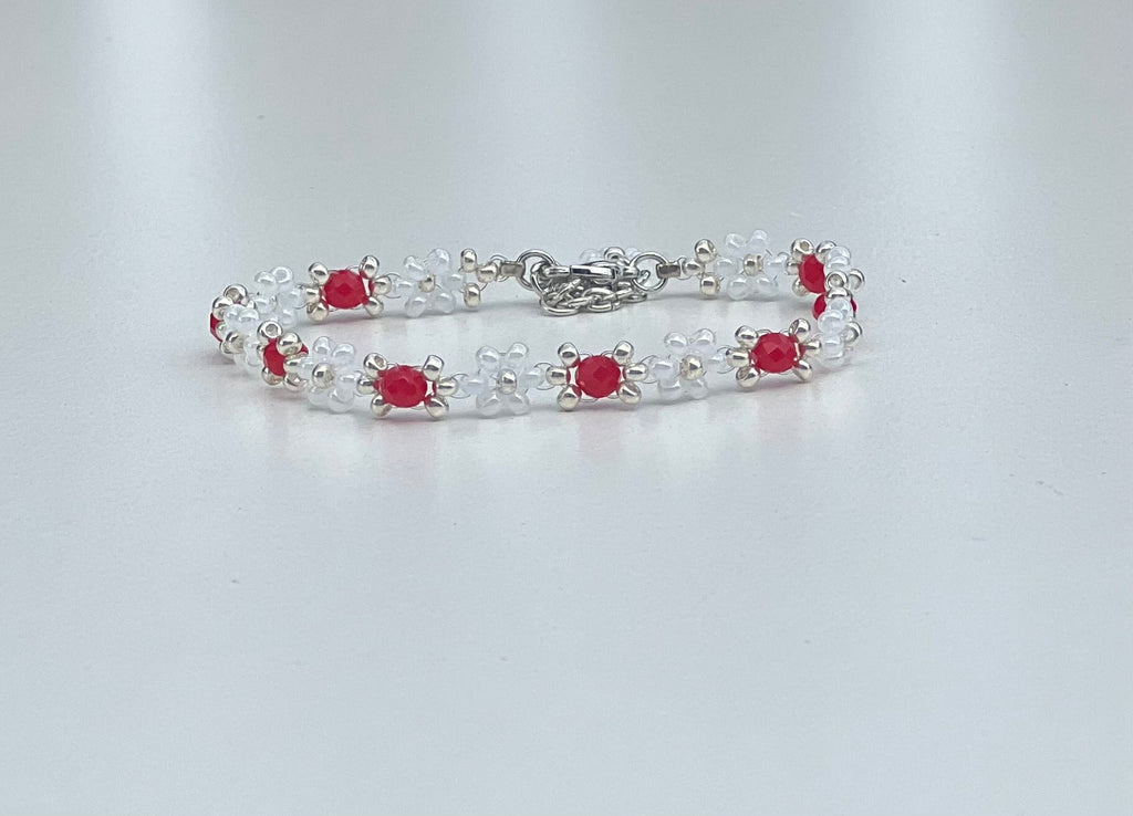 Elegant Red & Clear Beaded Bracelet
