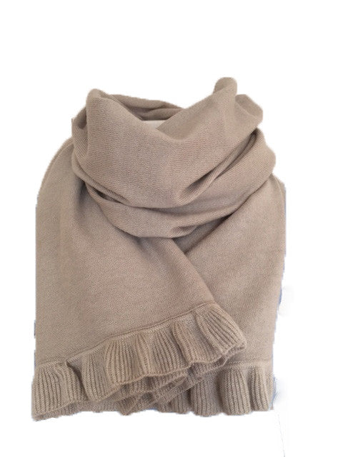 Cashmere scarf/shawl  with ruffled edge black