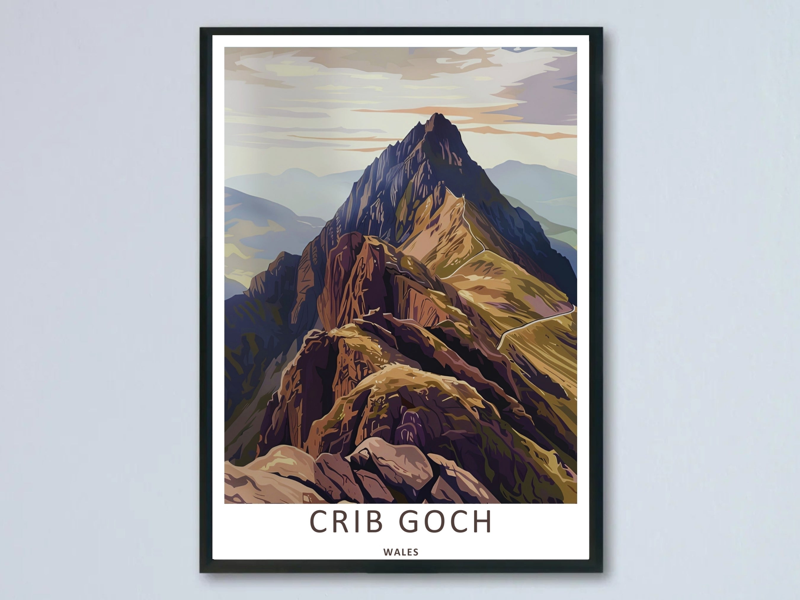 Crib Goch Snowdonia Mountain Print: Earth Tone Wales Wall Art