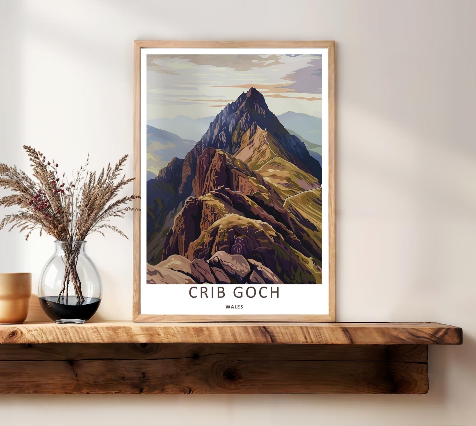 Crib Goch Snowdonia Mountain Print: Earth Tone Wales Wall Art