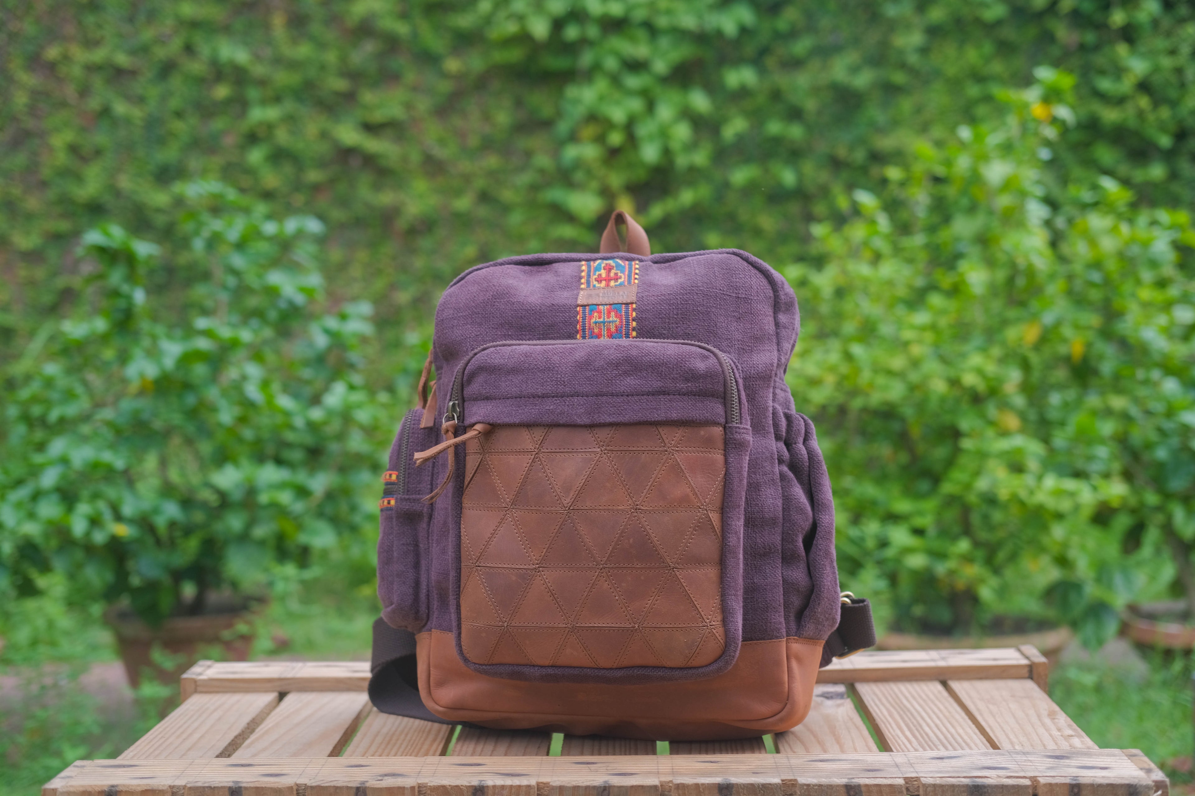 Custom Awkward Cousin Backpack | One-of-a-Kind Upcycled Leather & Jute