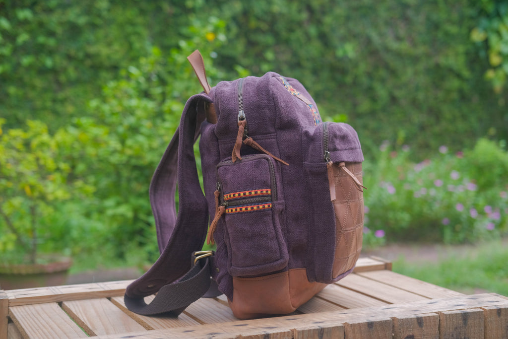 Custom Awkward Cousin Backpack | One-of-a-Kind Upcycled Leather & Jute