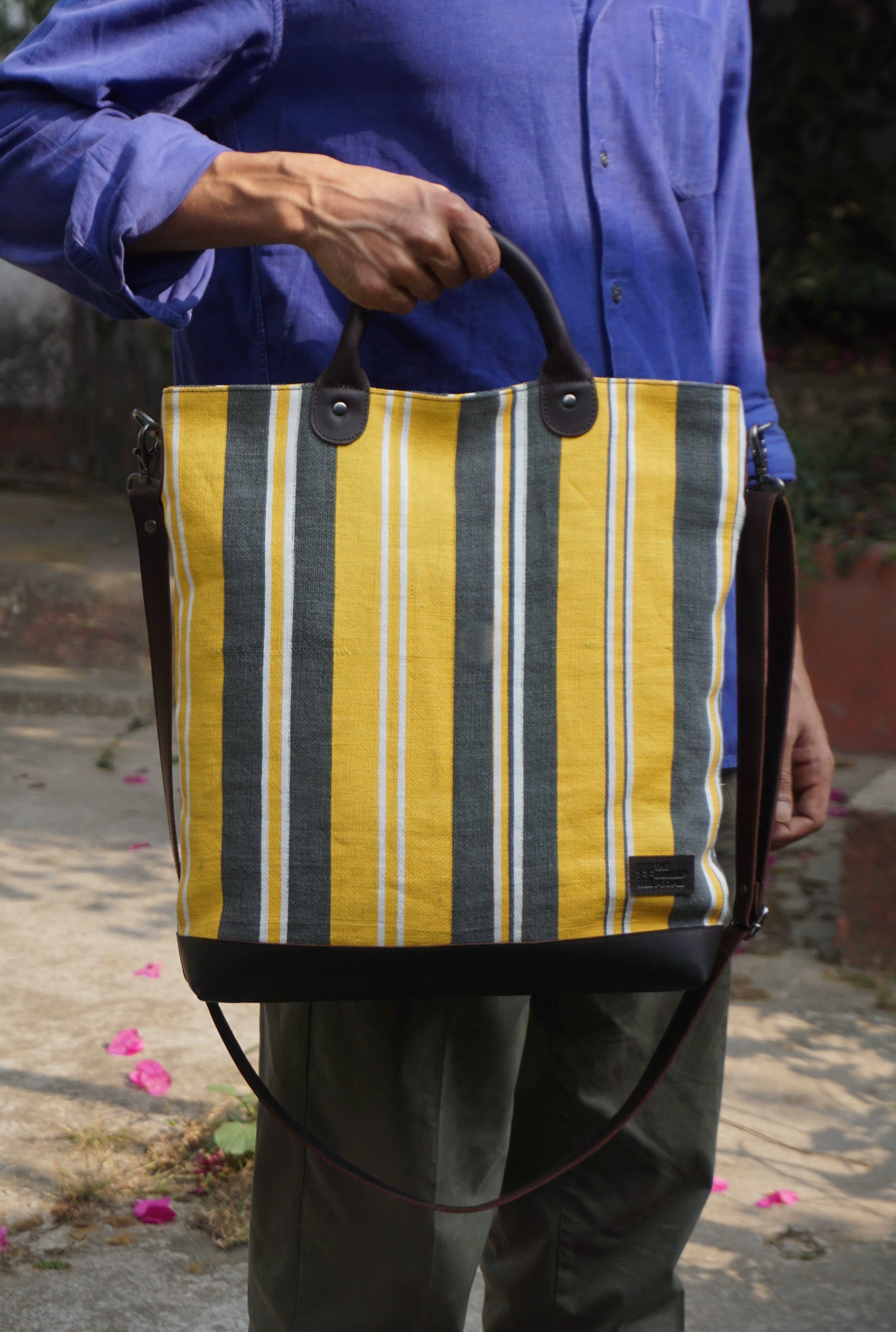 Kalaa Striped Forager | Handstitched Striped Jute Tote Bag | Indian Artisan