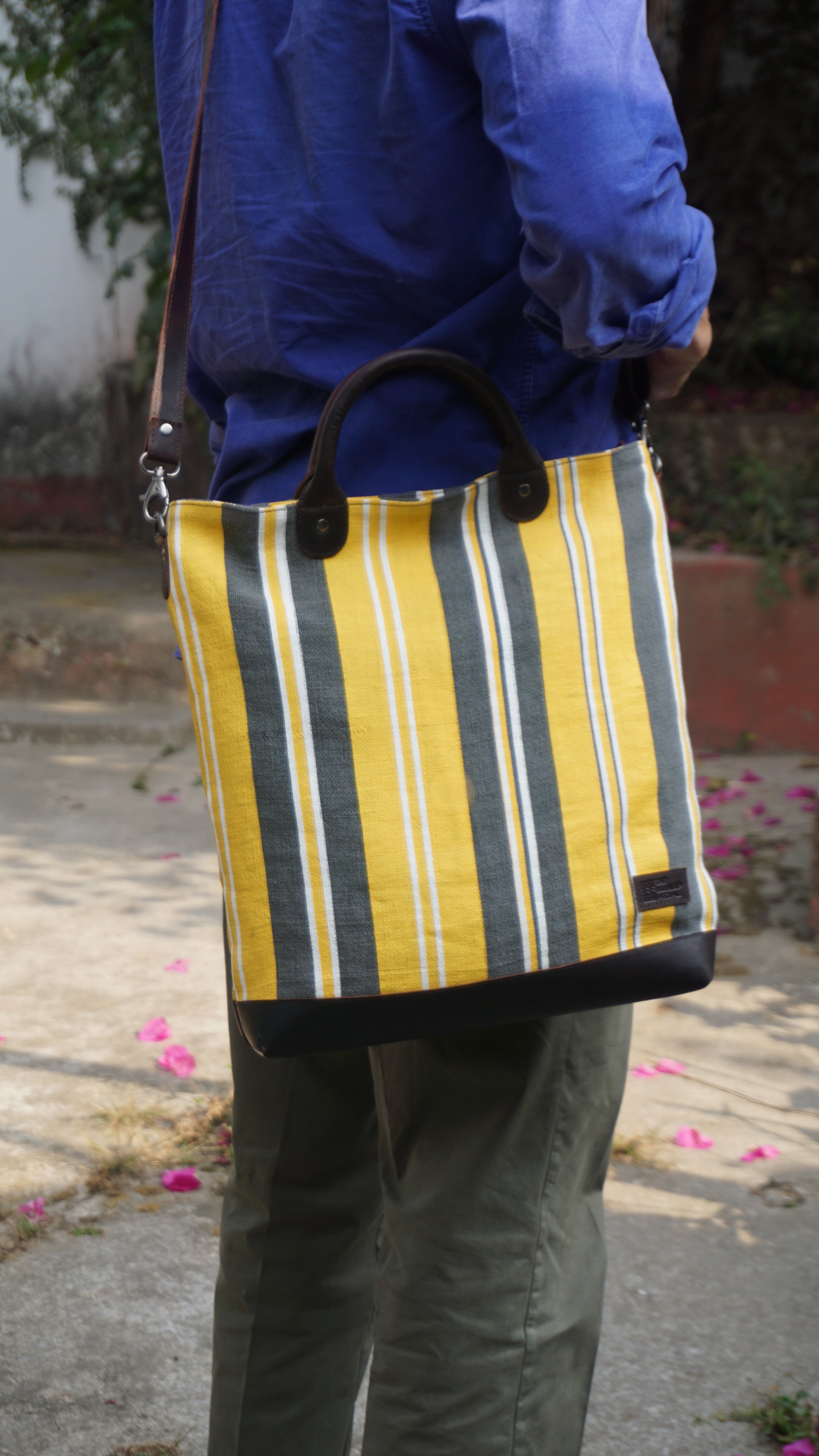 Kalaa Striped Forager | Handstitched Striped Jute Tote Bag | Indian Artisan
