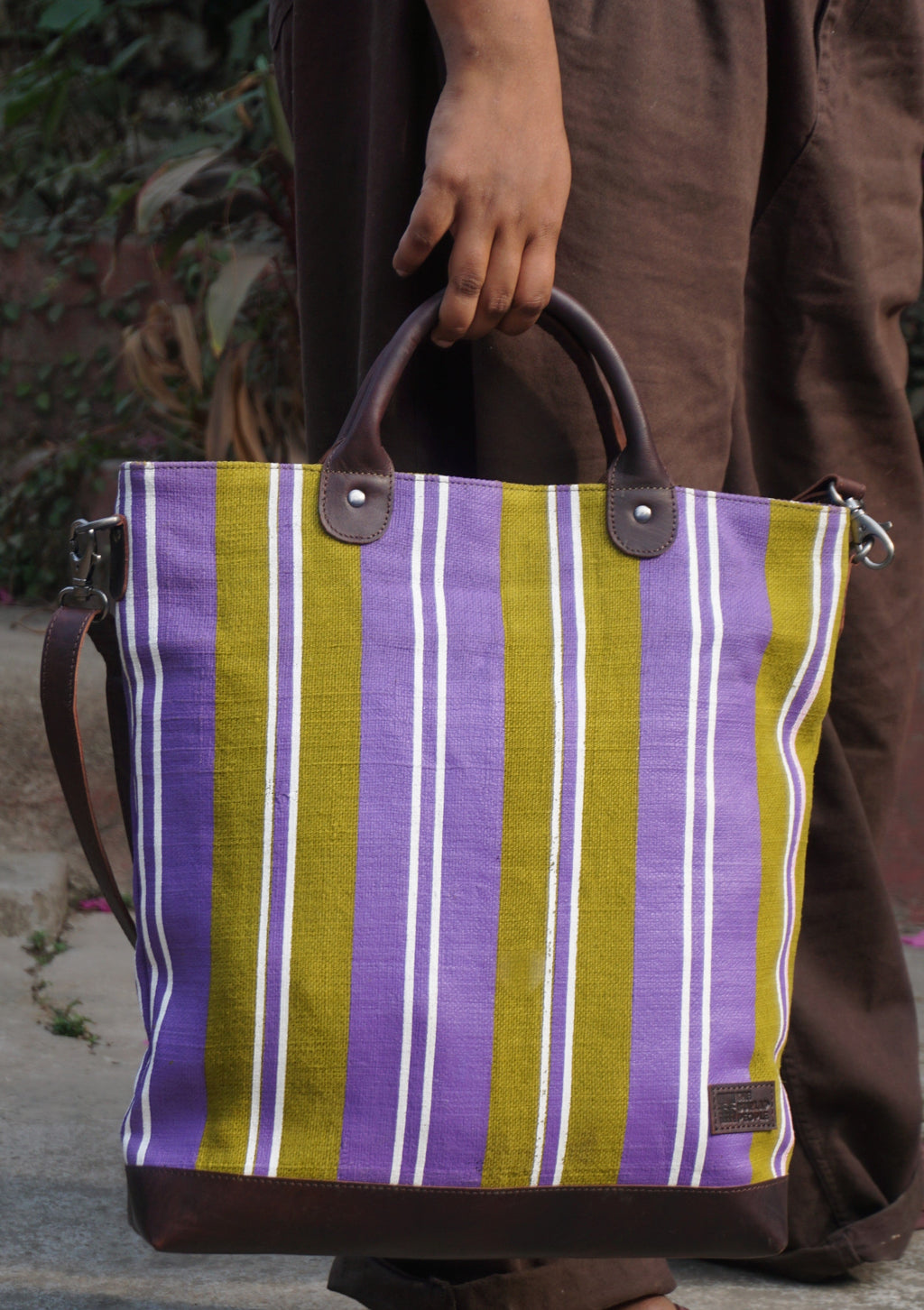 Kalaa Striped Forager | Handstitched Striped Jute Tote Bag | Indian Artisan