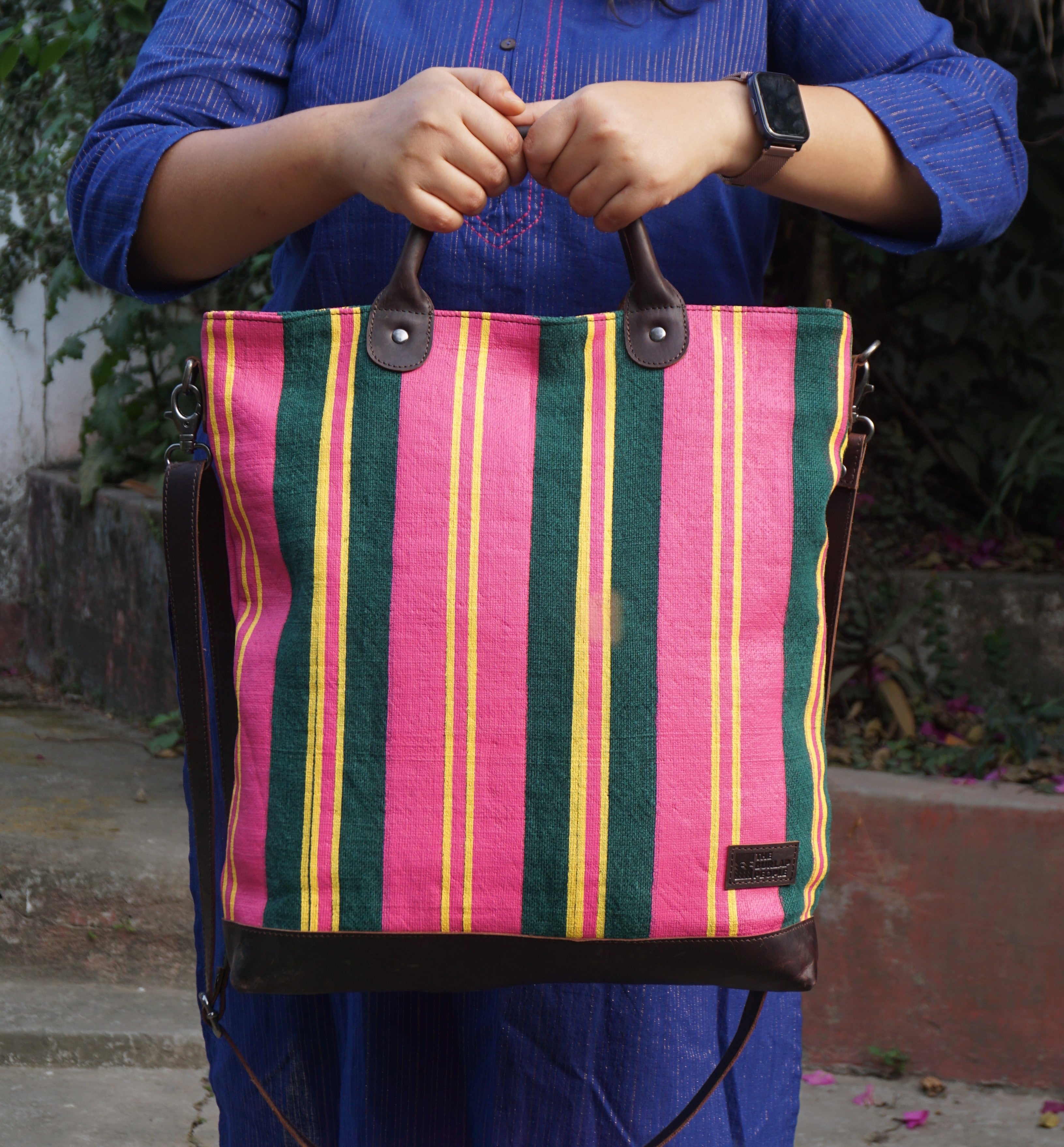 Kalaa Striped Forager | Handstitched Striped Jute Tote Bag | Indian Artisan
