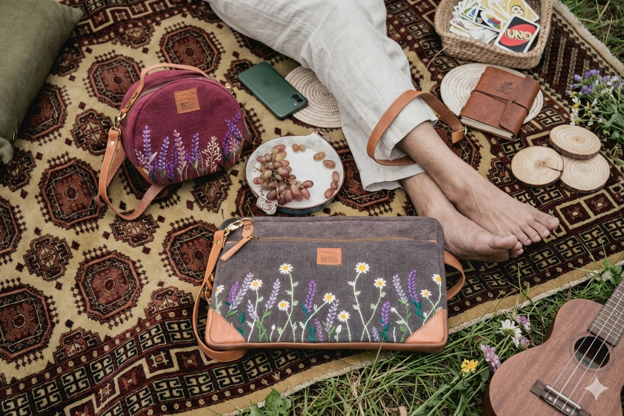 Kalaa | Hand-Embroidered Laptop Sleeve | Dhaaga Life x The Burlap People