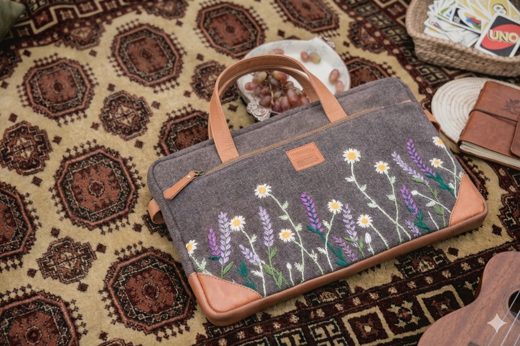 Kalaa | Hand-Embroidered Laptop Sleeve | Dhaaga Life x The Burlap People