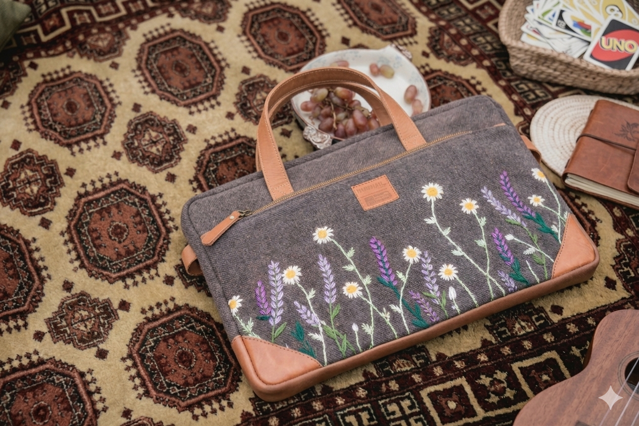 Kalaa | Hand-Embroidered Laptop Sleeve | Dhaaga Life x The Burlap People