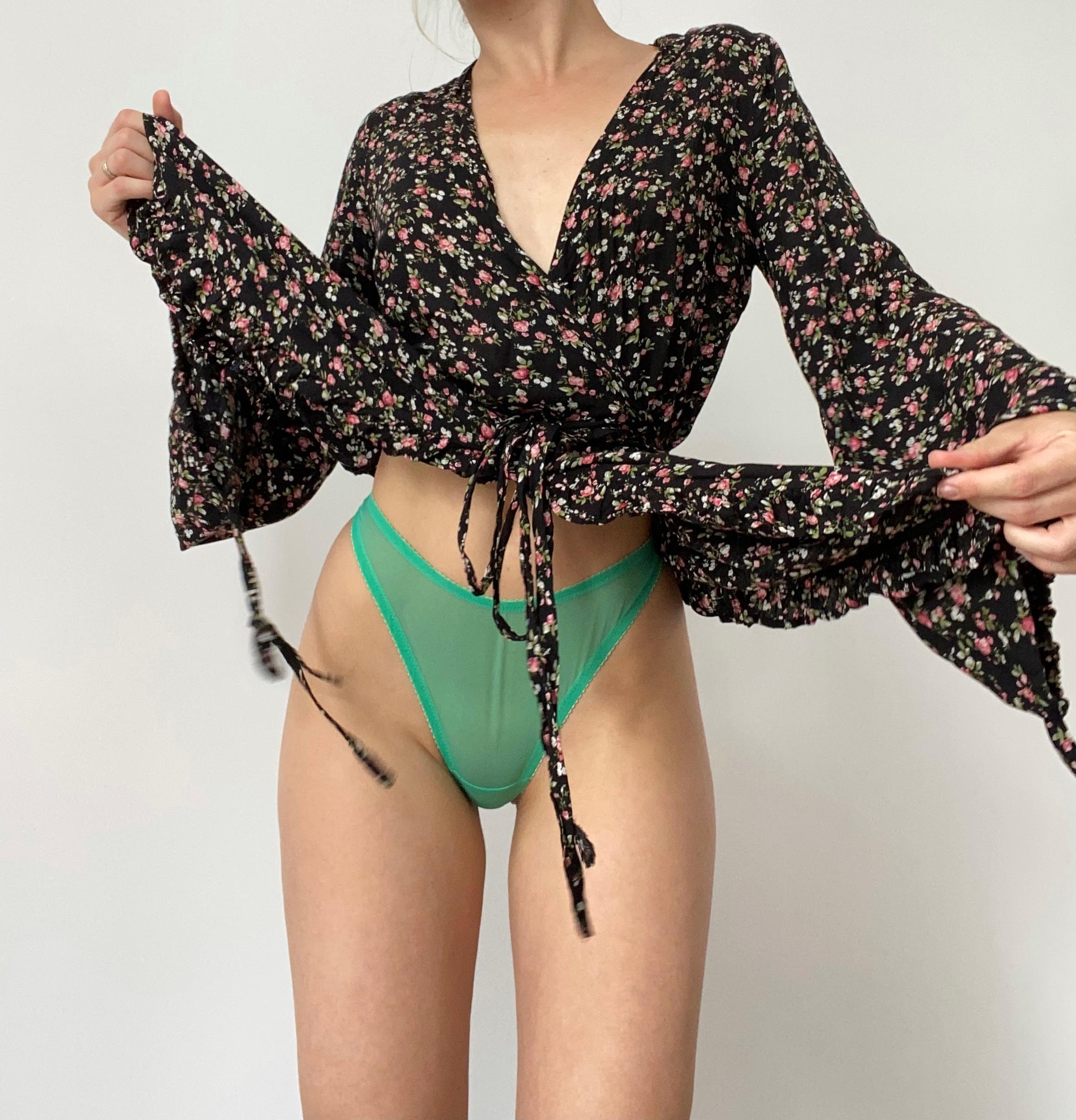 Green High-Waist Thong