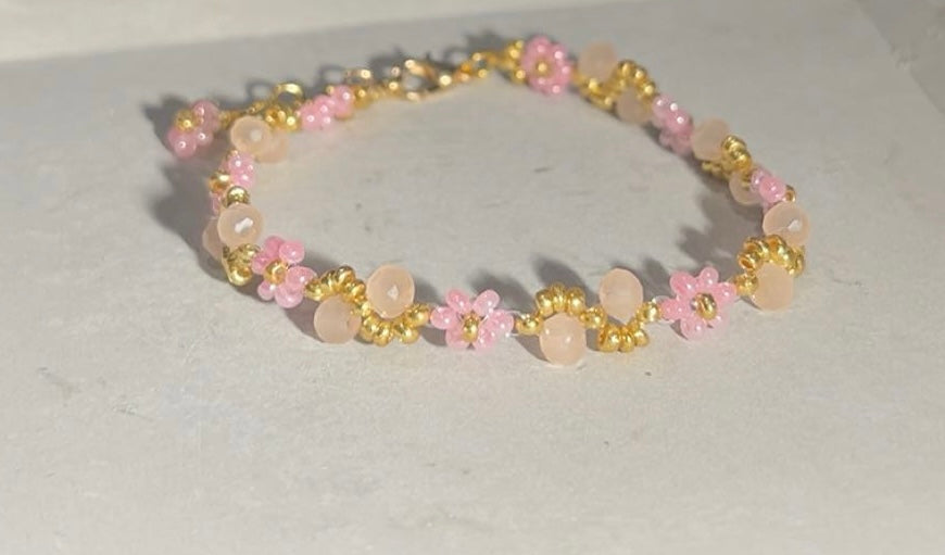 Rosa Drøm Armbånd - Gulldetaljer