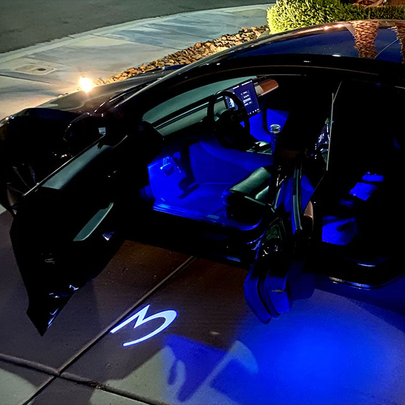 Dørlys med logo 2 stk for Model 3 (2018-08.2023)