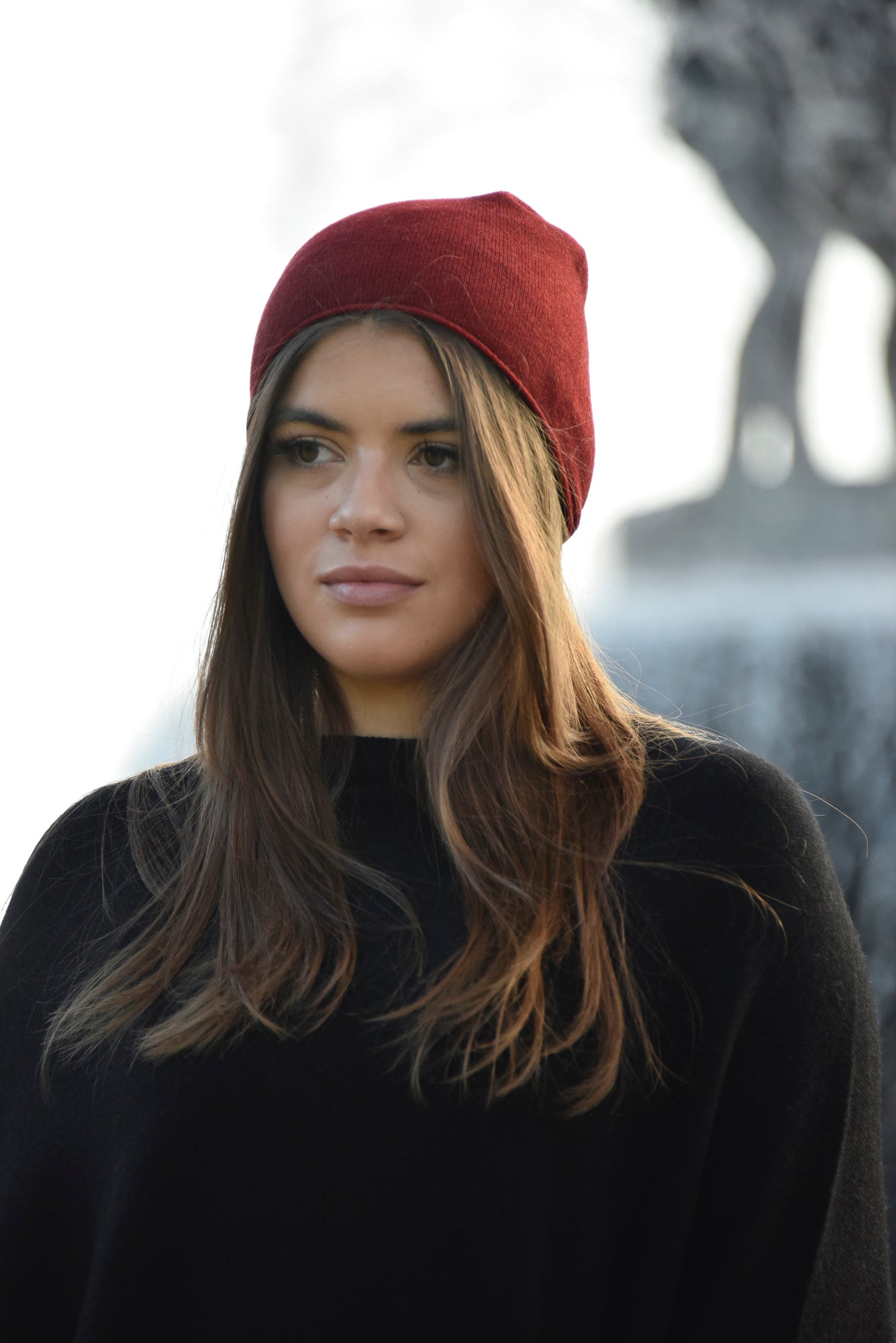 Cashmere beanie winter red