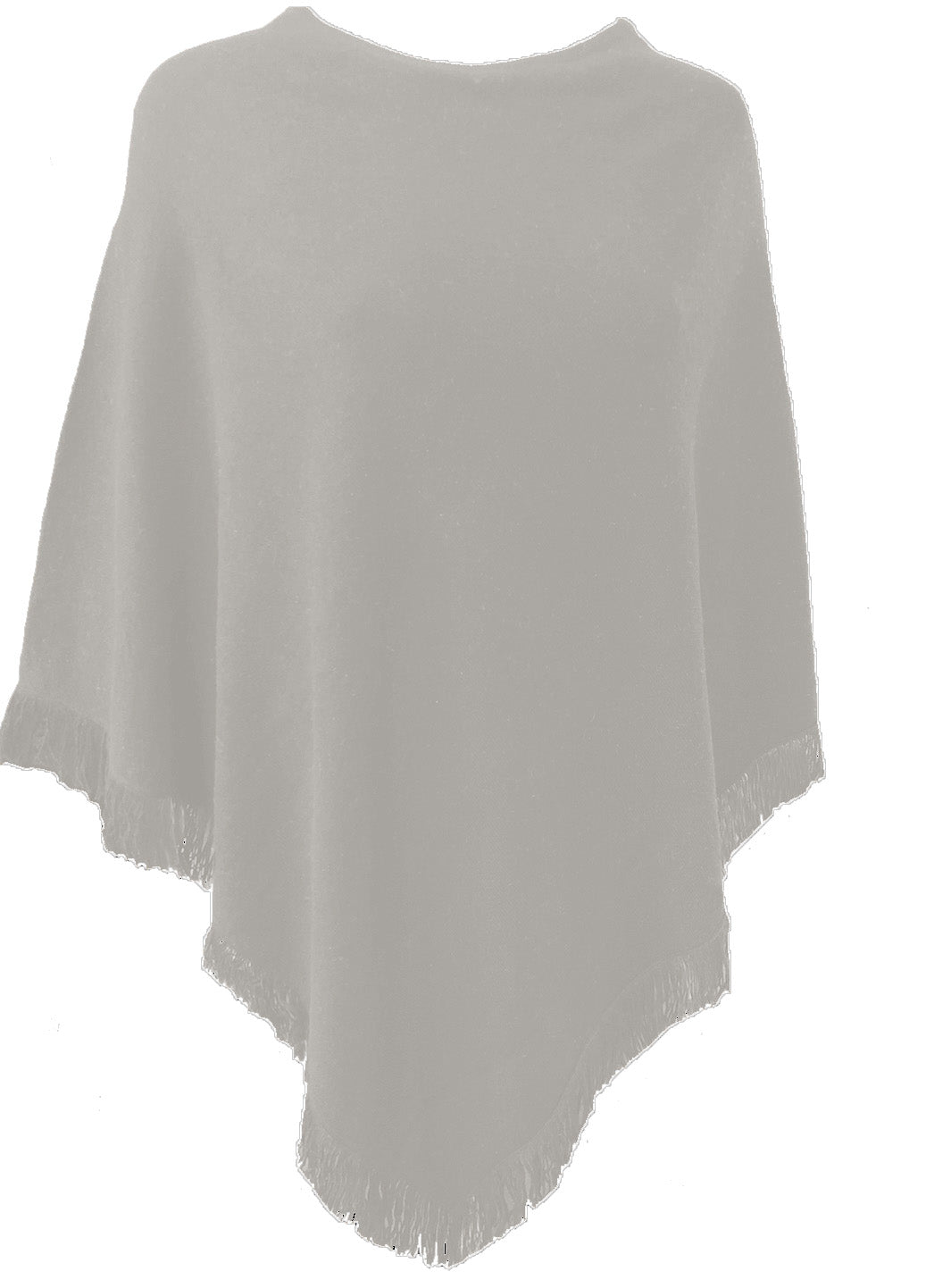 Cashmere poncho with short edge fringe camel