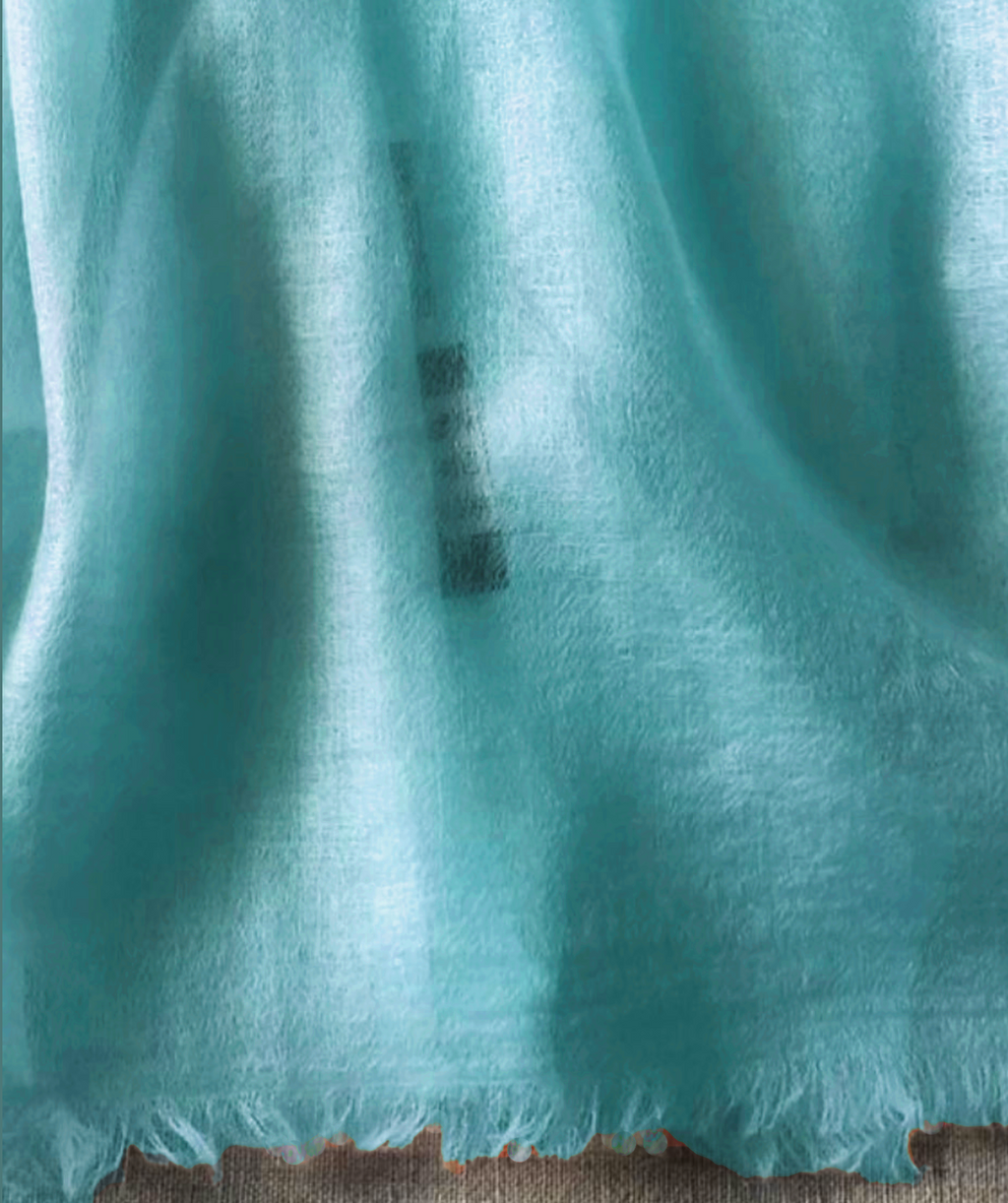 Resort wear shawl 100% Cashmere turquoise blue