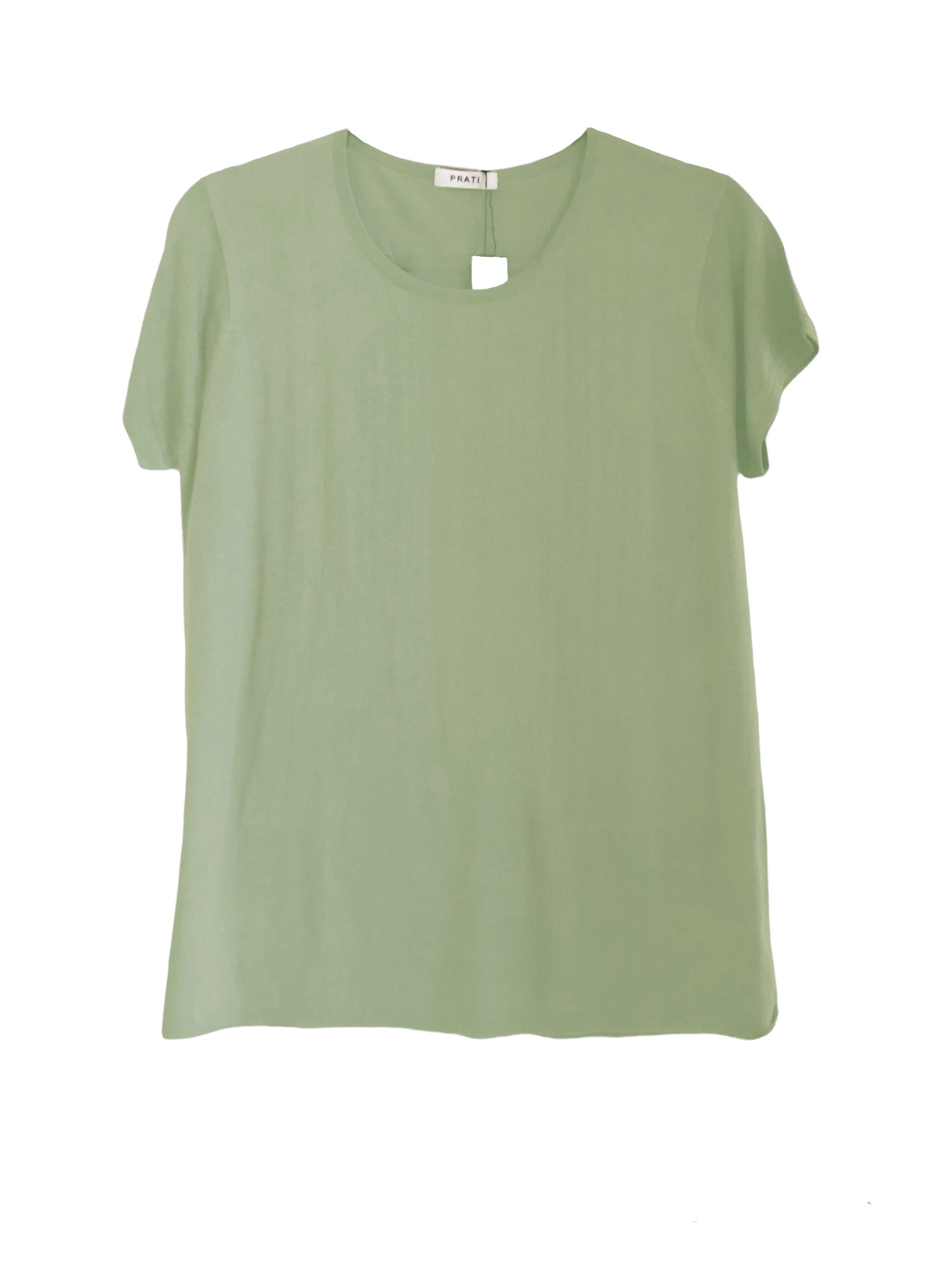 Cashmere Silk crew short sleeve t shirt sweater soft green