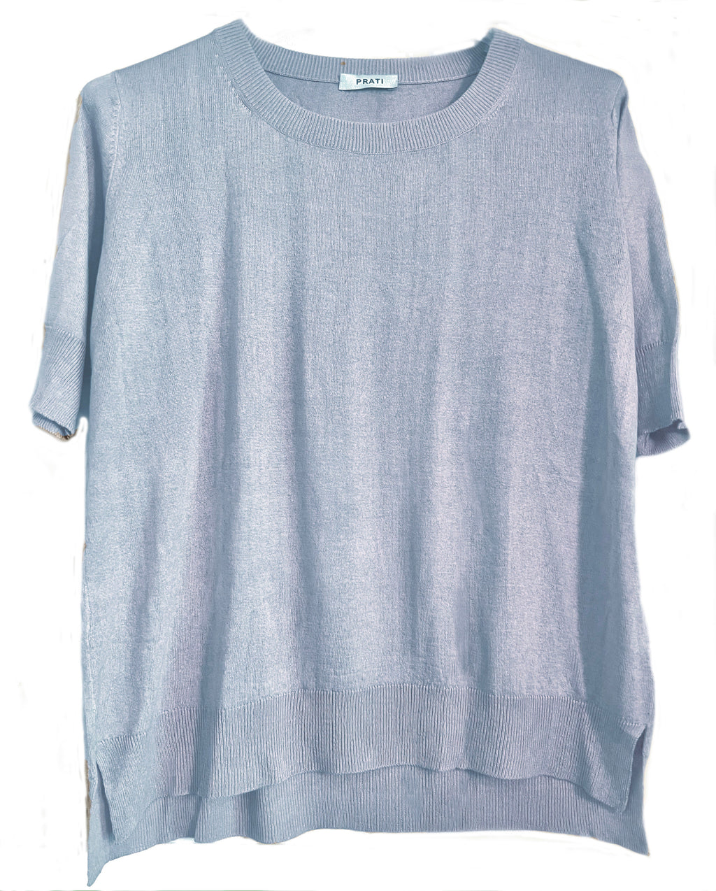 Cashmere silk crew short sleeve sweater coral