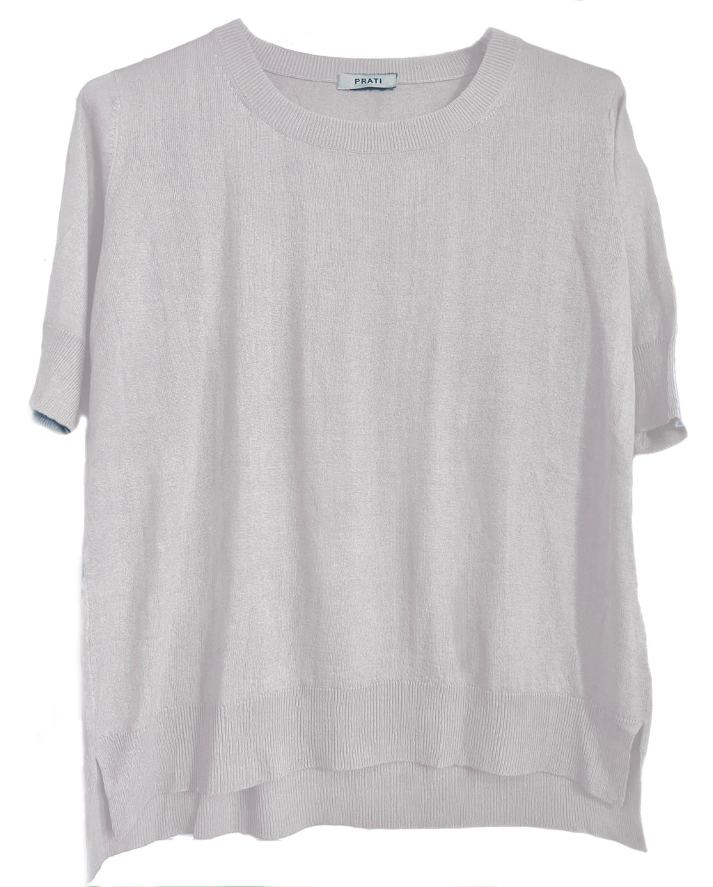 Cashmere silk crew short sleeve sweater coral
