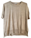 Cashmere Silk crew short sleeve sweater camel