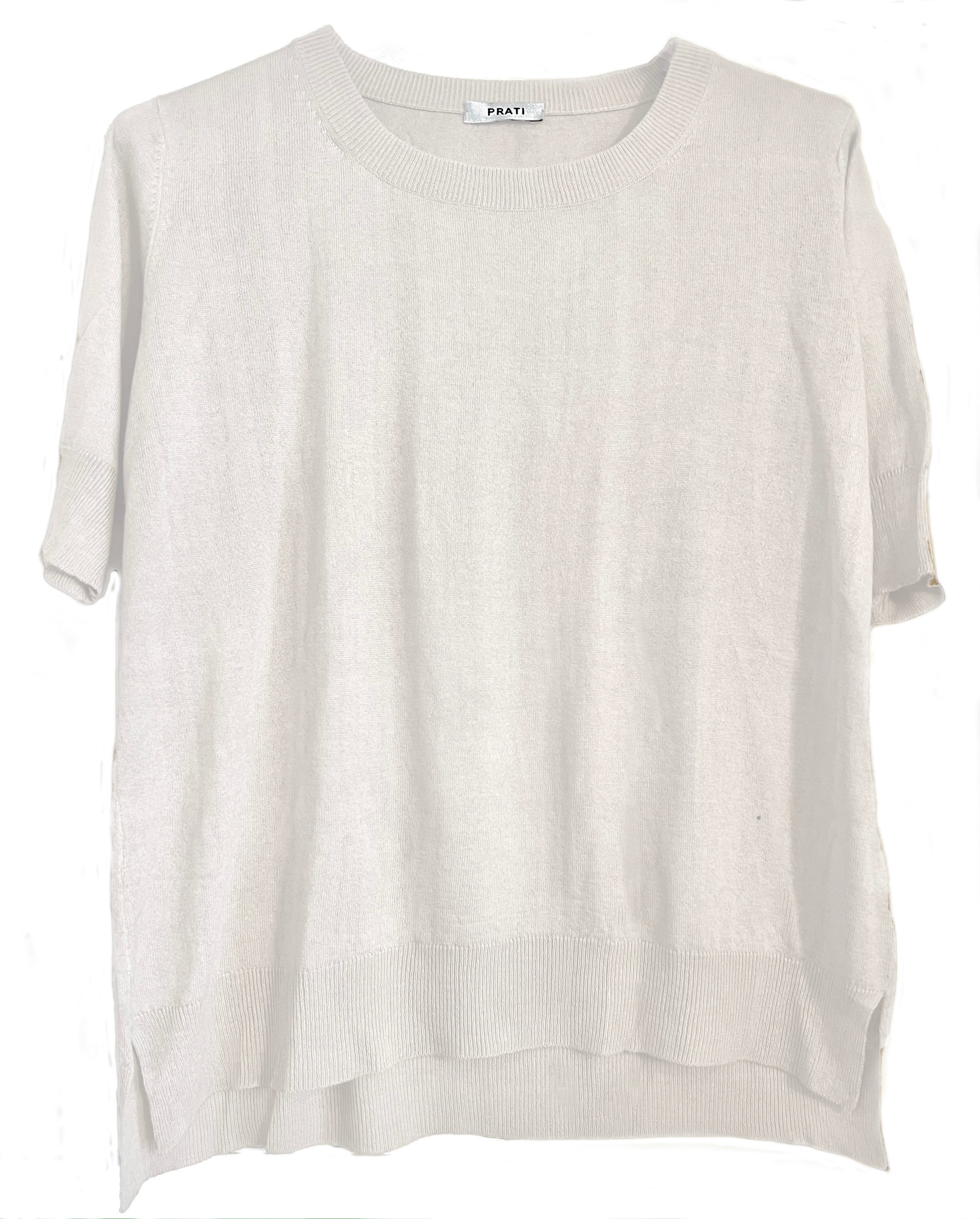 Cashmere Silk crew short sleeve sweater camel