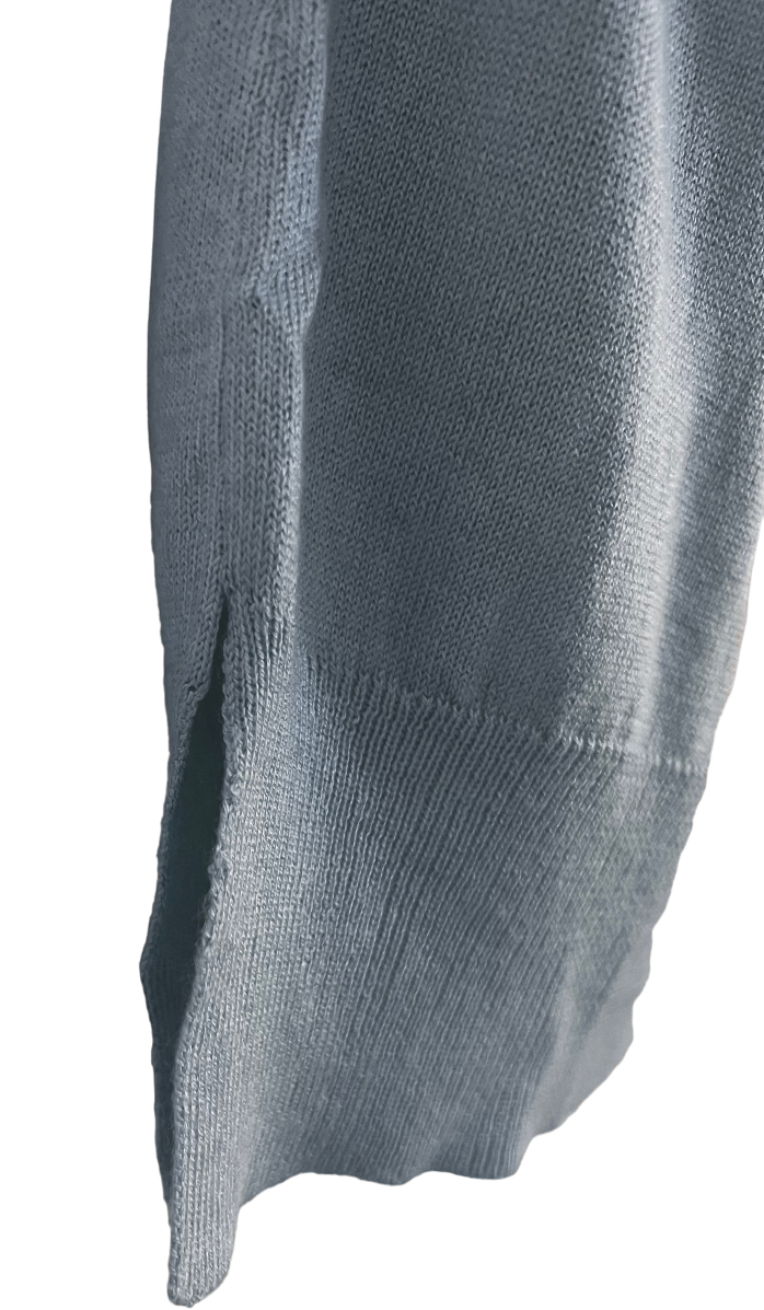 Cashmere silk crew short sleeve sweater jeans blue
