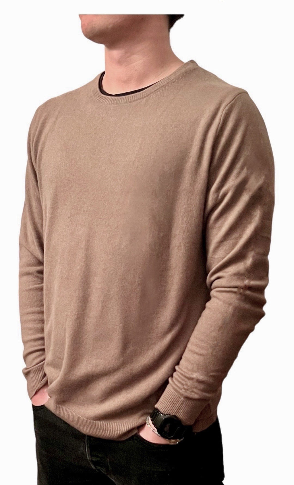 Men´s cashmere crew neck sweater camel