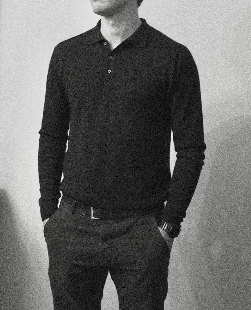 Men´s  cashmere silk button down sweater navy
