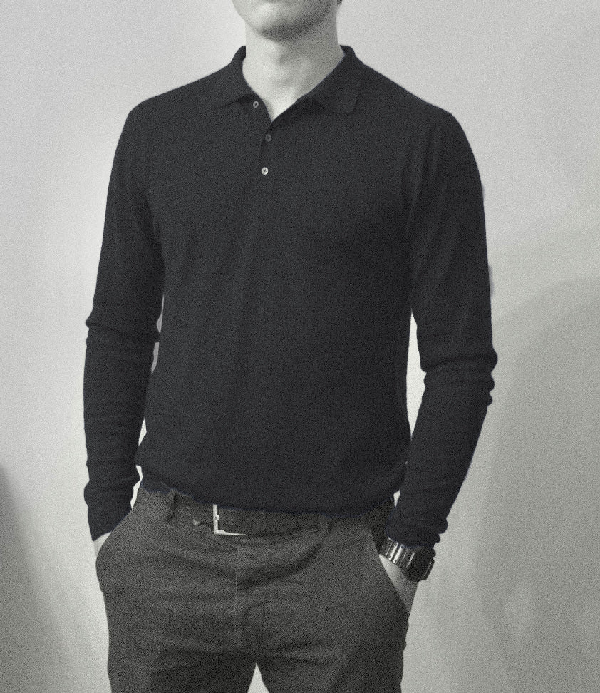 Men´s  cashmere silk button down jeans blue