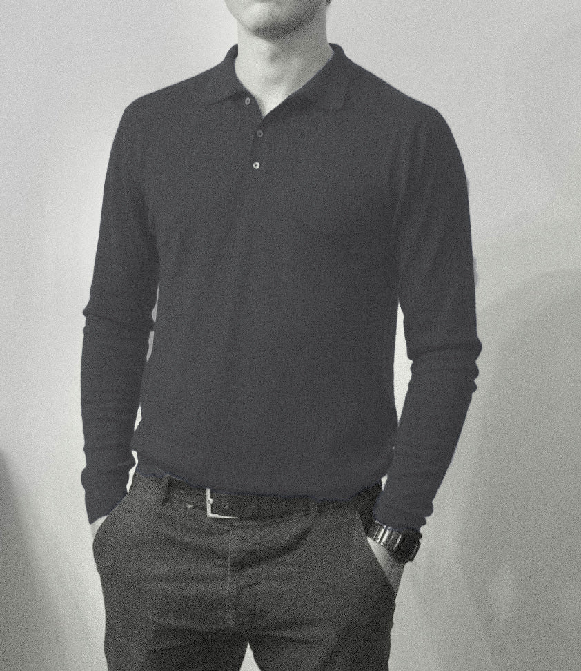 Men´s  cashmere silk button down sweater navy