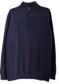 Men´s cashmere half zip front sweater navy