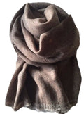 Herringbone scarf with short fringe brown