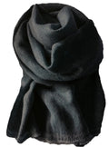 Herringbone scarf with short fringe black