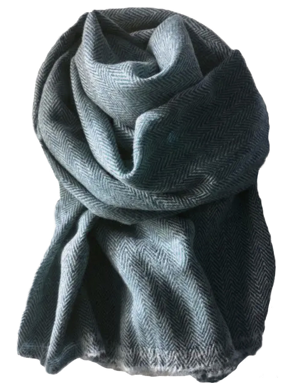 Herringbone scarf with short fringe grey