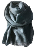 Herringbone scarf with short fringe grey