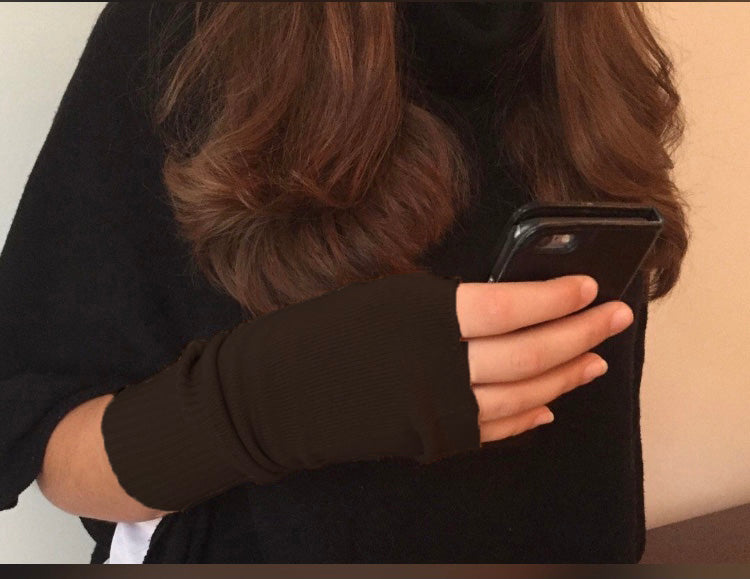 Cashmere hand warmer gloves camel